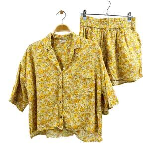 Billabong yellow floral two piece set